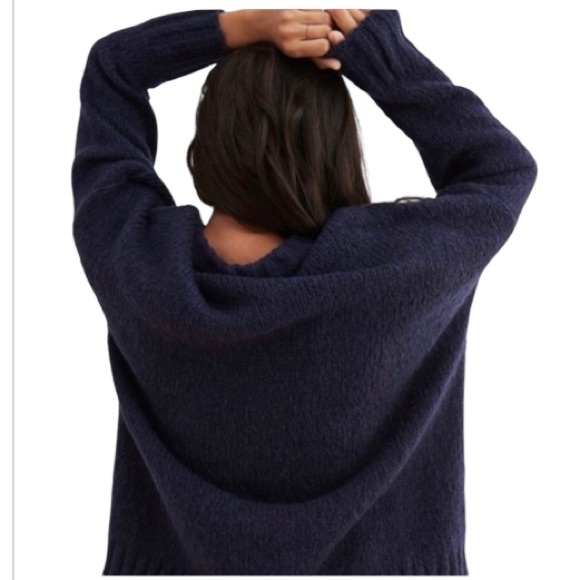 Aerie American Eagle Big Sky Oversized Wool Blend Sweater in Navy Size Small NWT - Picture 2 of 6